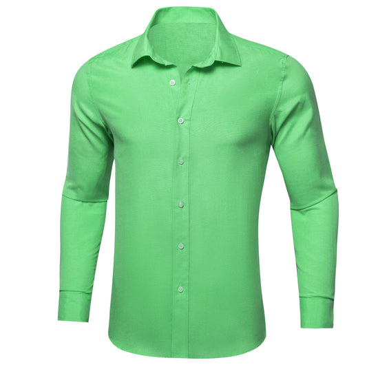 Green Solid Men's Dress Shirt shirt S   - Sophisticated Gentlemen