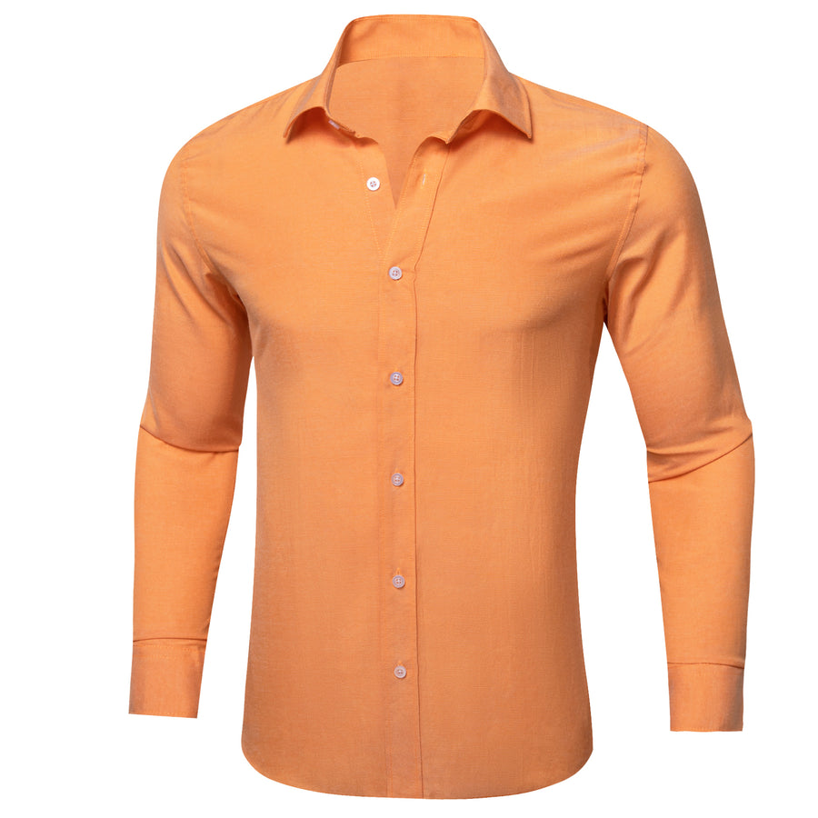 Orange Solid Men's Dress Shirt shirt S   - Sophisticated Gentlemen
