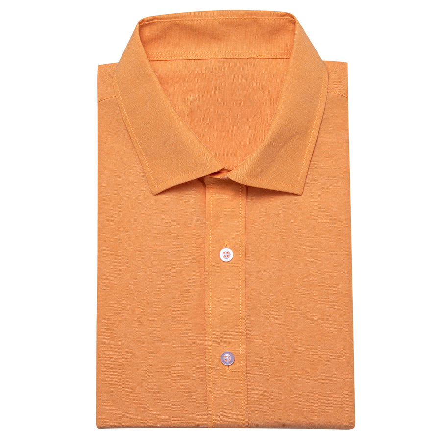 Orange Solid Men's Dress Shirt shirt    - Sophisticated Gentlemen