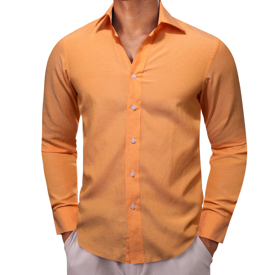 Orange Solid Men's Dress Shirt shirt    - Sophisticated Gentlemen