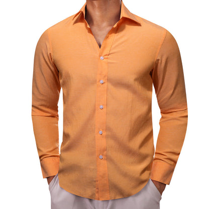 Orange Solid Men's Dress Shirt shirt    - Sophisticated Gentlemen