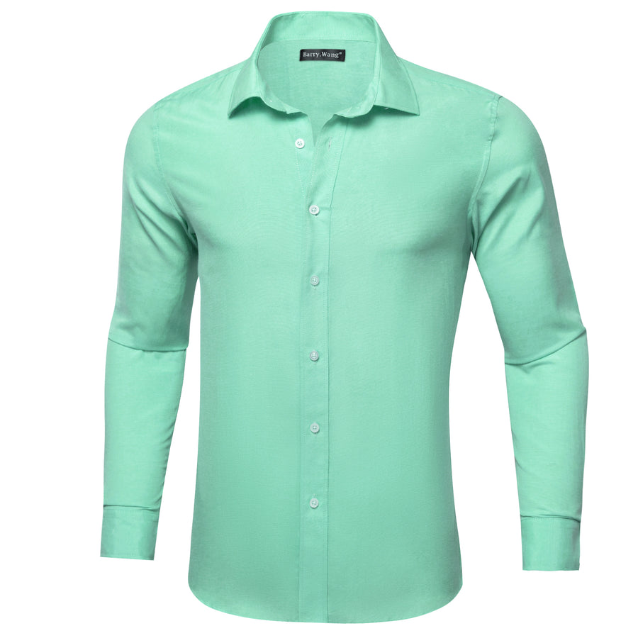 Mint Green Solid Men's Dress Shirt shirt S   - Sophisticated Gentlemen