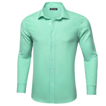 Mint Green Solid Men's Dress Shirt shirt S   - Sophisticated Gentlemen