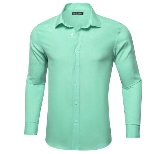 Mint Green Solid Men's Dress Shirt shirt S   - Sophisticated Gentlemen