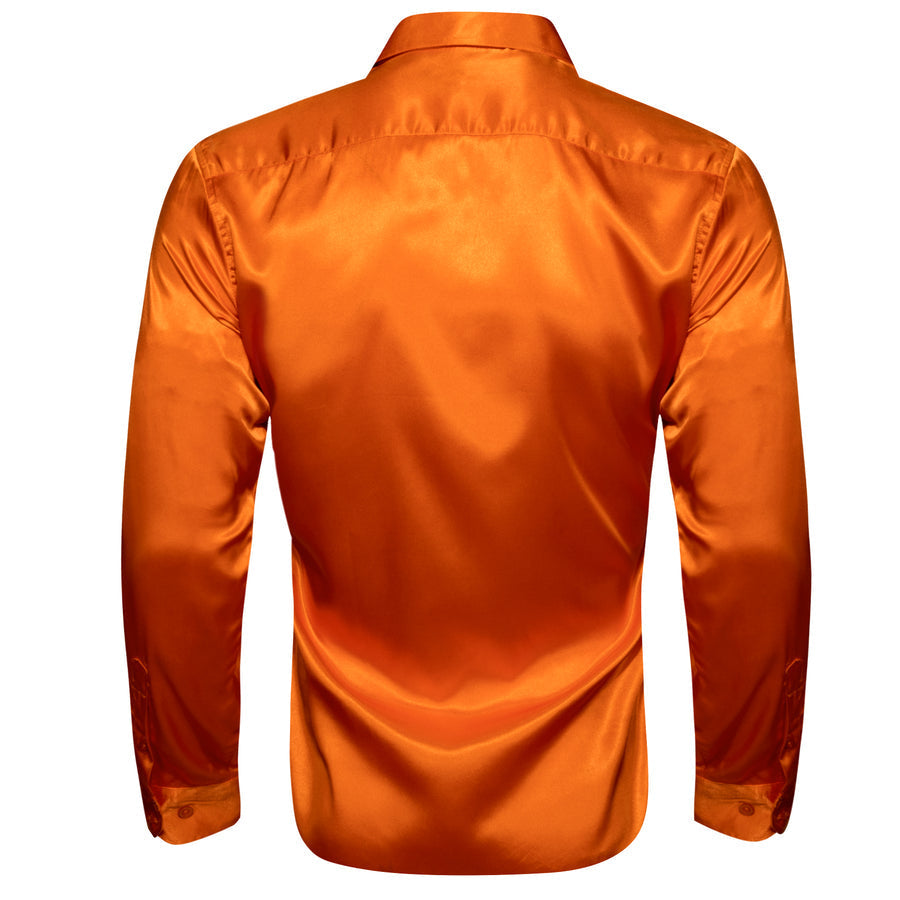 Dark Orange Solid Silk Dress Shirt shirt    - Sophisticated Gentlemen