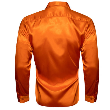 Dark Orange Solid Silk Dress Shirt shirt    - Sophisticated Gentlemen
