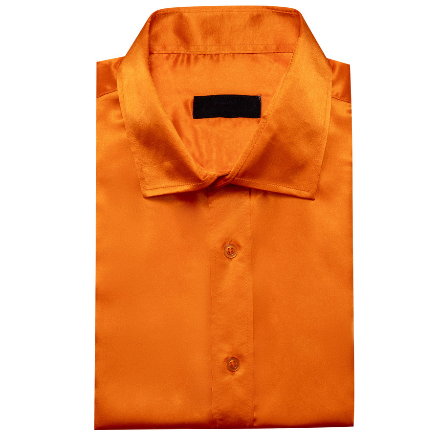 Dark Orange Solid Silk Dress Shirt shirt    - Sophisticated Gentlemen