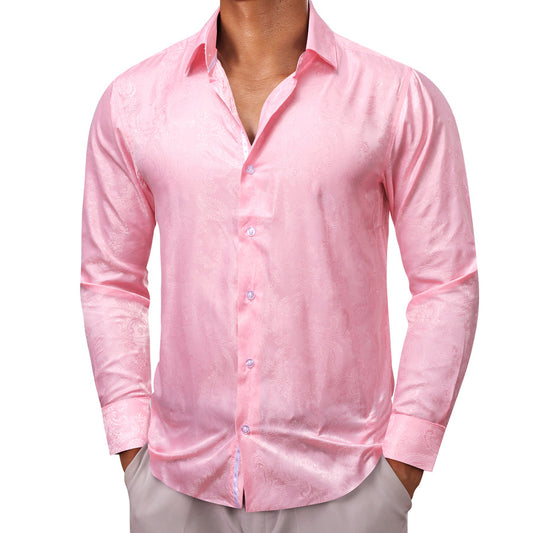 Pink Paisley Men's Dress Shirt shirt S   - Sophisticated Gentlemen