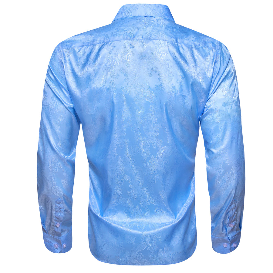 Sky Blue Paisley Dress Shirt shirt    - Sophisticated Gentlemen