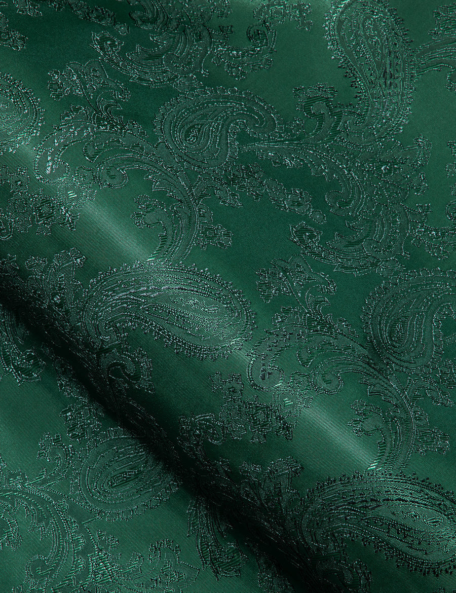 Dark Green Paisley Style Silk Dress Shirt shirt    - Sophisticated Gentlemen