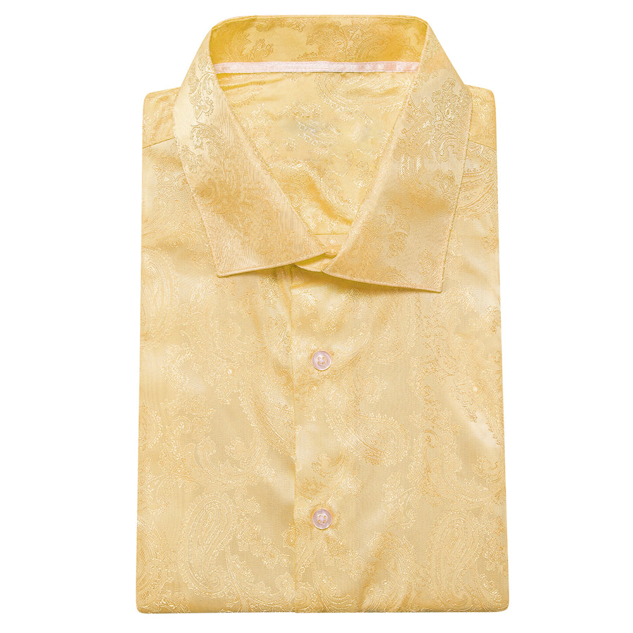 Light Yellow Paisley Men's Dress Shirt shirt    - Sophisticated Gentlemen