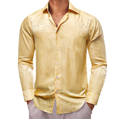 Light Yellow Paisley Men's Dress Shirt shirt    - Sophisticated Gentlemen