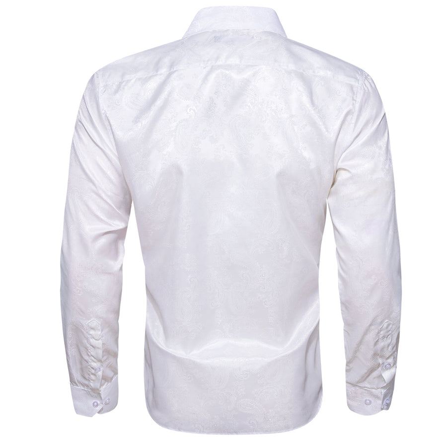 White Paisley Style Silk Dress Shirt shirt    - Sophisticated Gentlemen