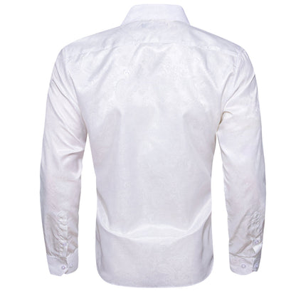 White Paisley Style Silk Dress Shirt shirt    - Sophisticated Gentlemen