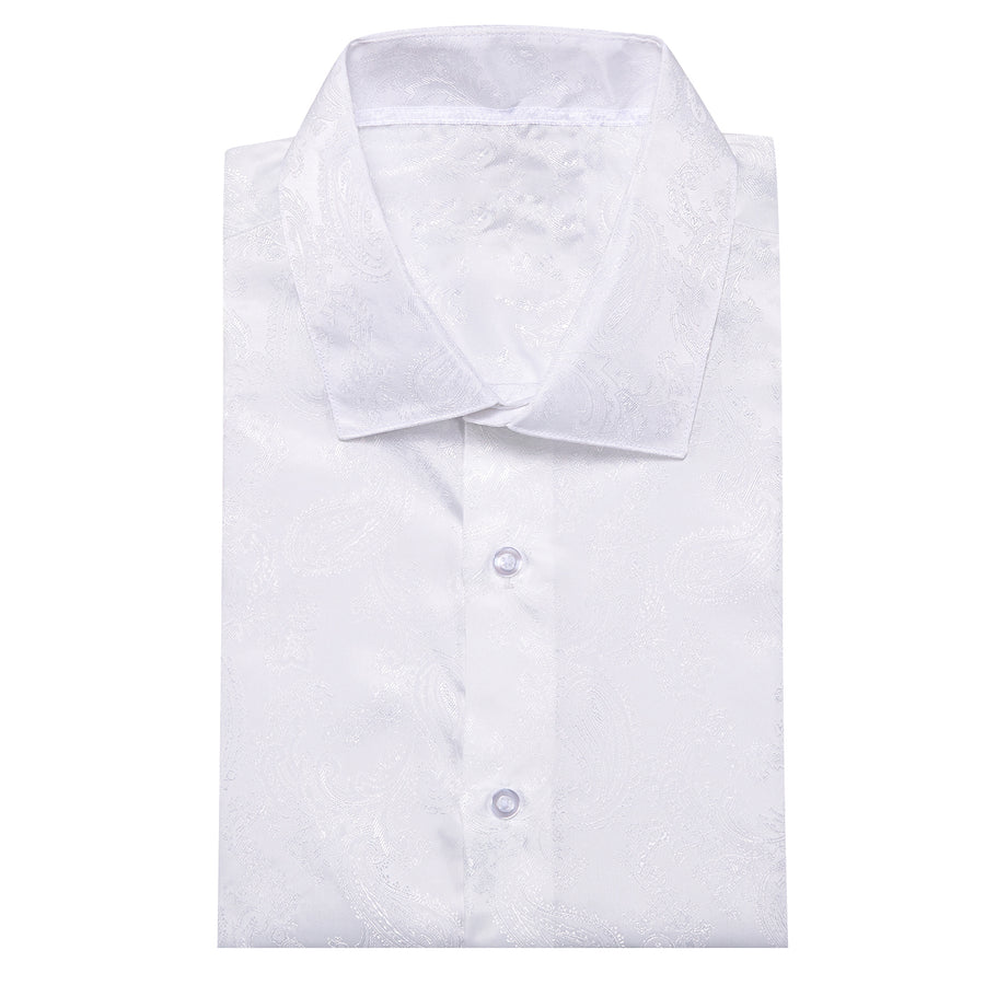 White Paisley Style Silk Dress Shirt shirt    - Sophisticated Gentlemen