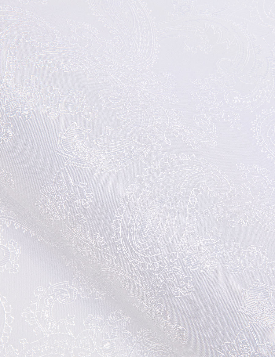White Paisley Style Silk Dress Shirt shirt    - Sophisticated Gentlemen