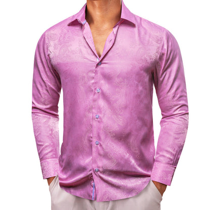 Pink Paisley Style Silk Dress Shirt shirt    - Sophisticated Gentlemen