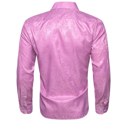 Pink Paisley Style Silk Dress Shirt shirt    - Sophisticated Gentlemen