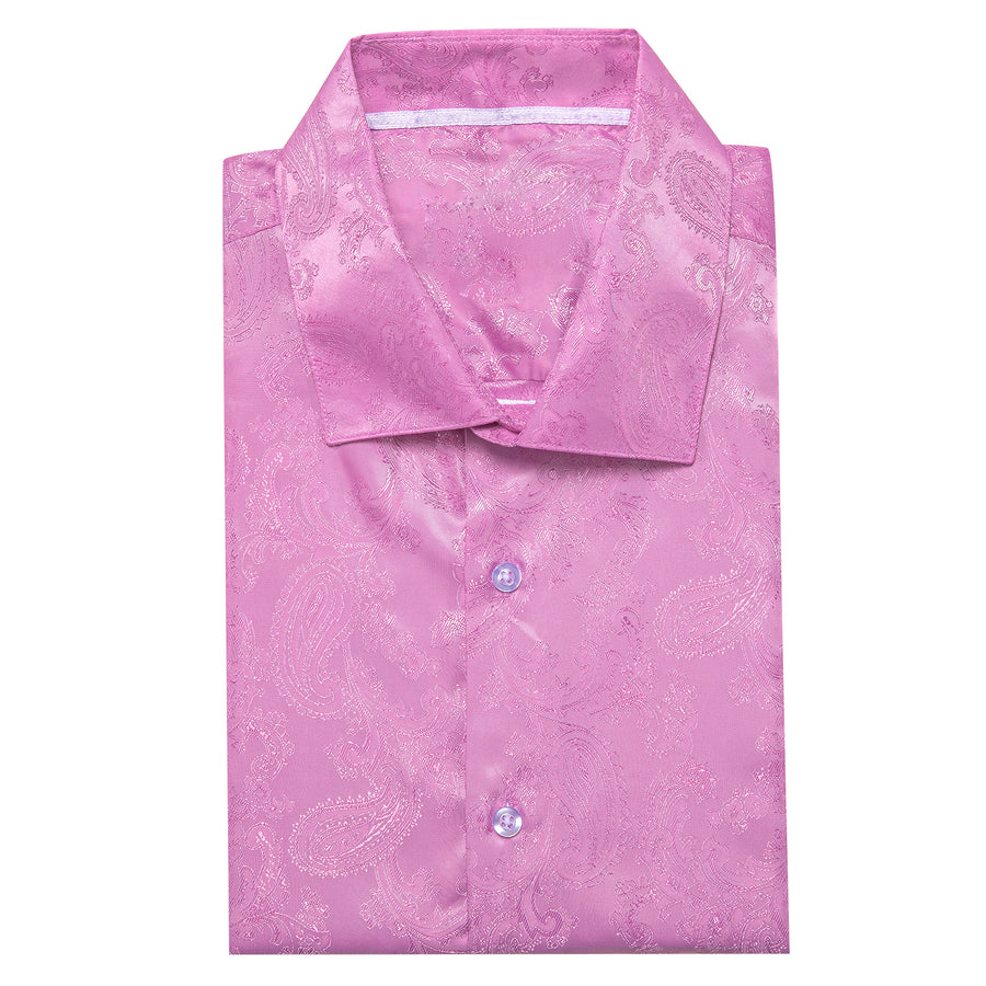 Pink Paisley Style Silk Dress Shirt shirt    - Sophisticated Gentlemen