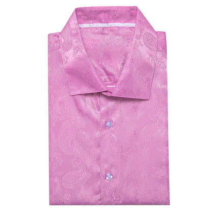 Pink Paisley Style Silk Dress Shirt shirt    - Sophisticated Gentlemen