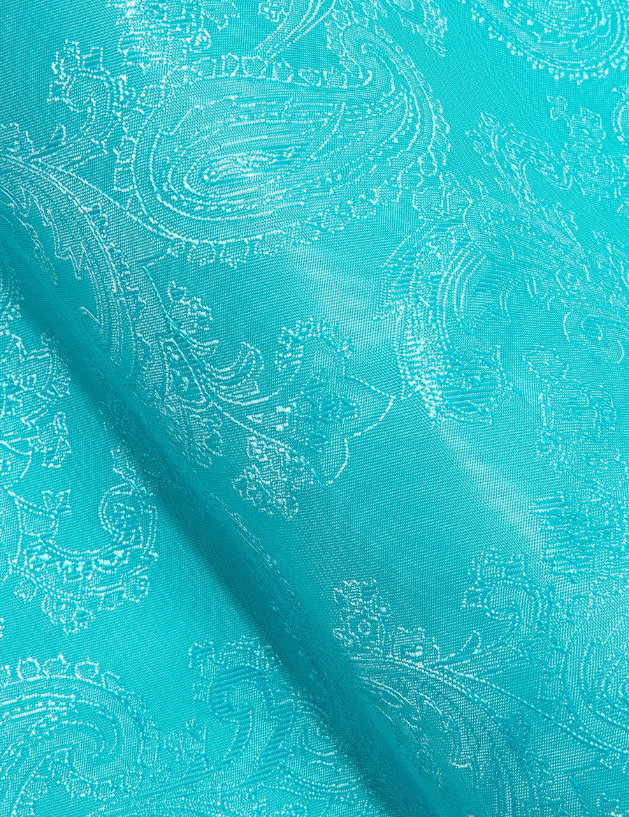 Scuba Blue Paisley Style Silk Dress Shirt shirt    - Sophisticated Gentlemen