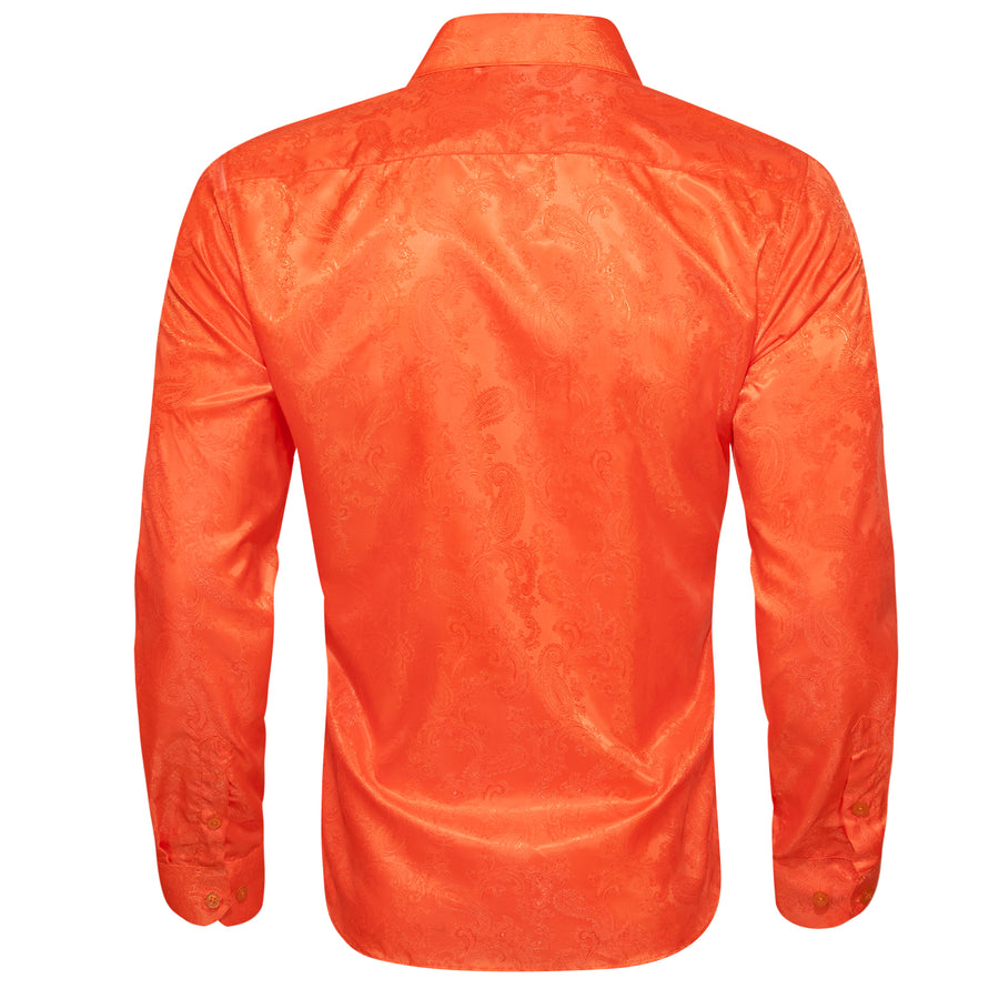 Orange Paisley Style Silk Dress Shirt shirt    - Sophisticated Gentlemen