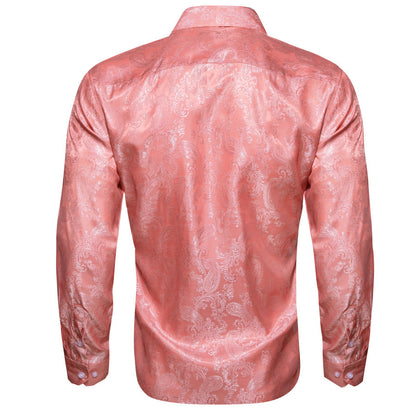 Blush Pink Paisley Style Silk Dress Shirt shirt    - Sophisticated Gentlemen