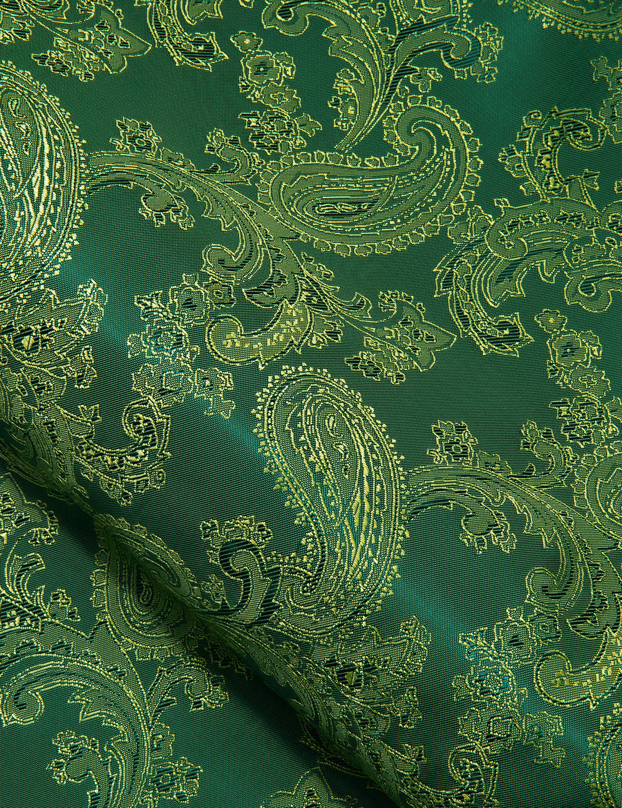 Grass Green Paisley Style Silk Dress Shirt shirt    - Sophisticated Gentlemen