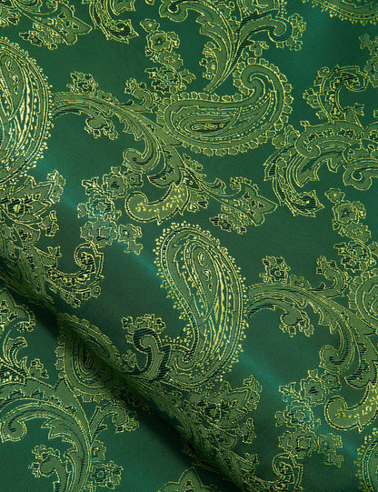 Grass Green Paisley Style Silk Dress Shirt shirt    - Sophisticated Gentlemen