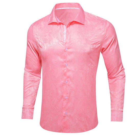 Pink Paisley Men's Dress Shirt shirt S   - Sophisticated Gentlemen