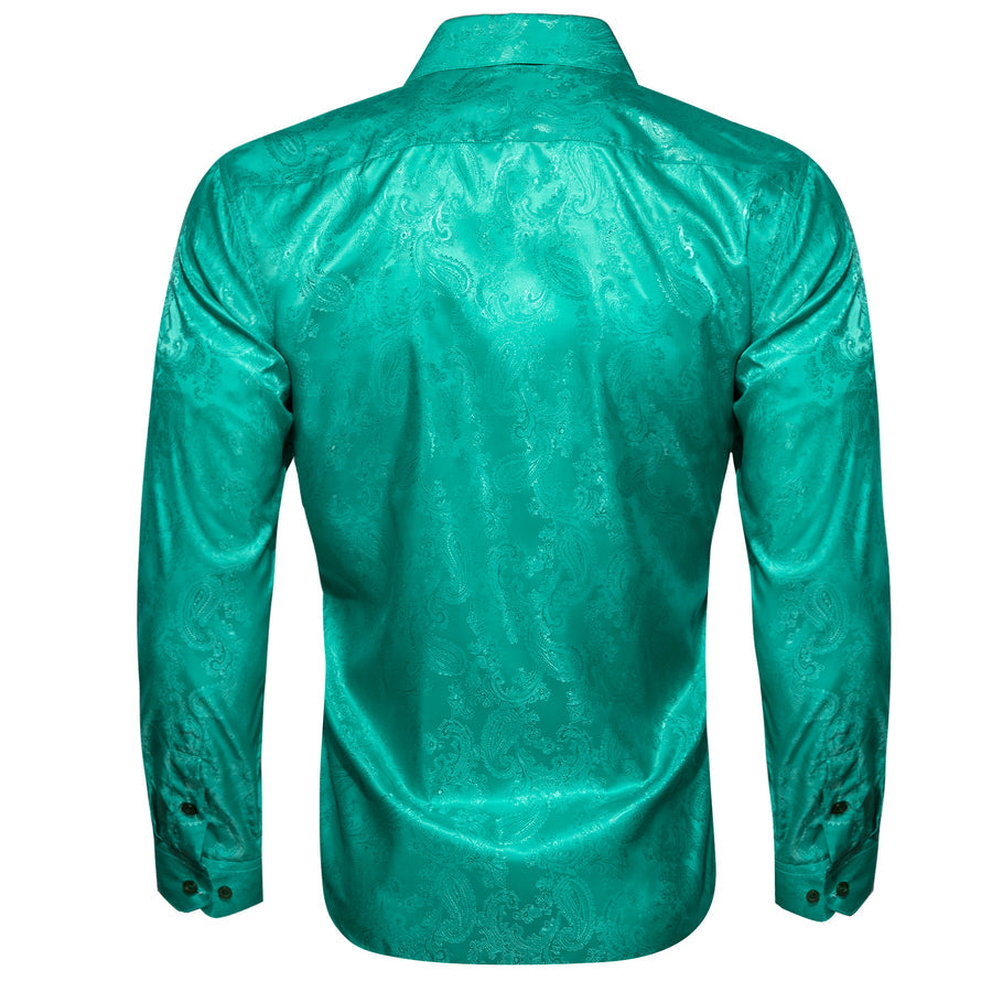 Green Paisley Style Silk Dress Shirt shirt    - Sophisticated Gentlemen