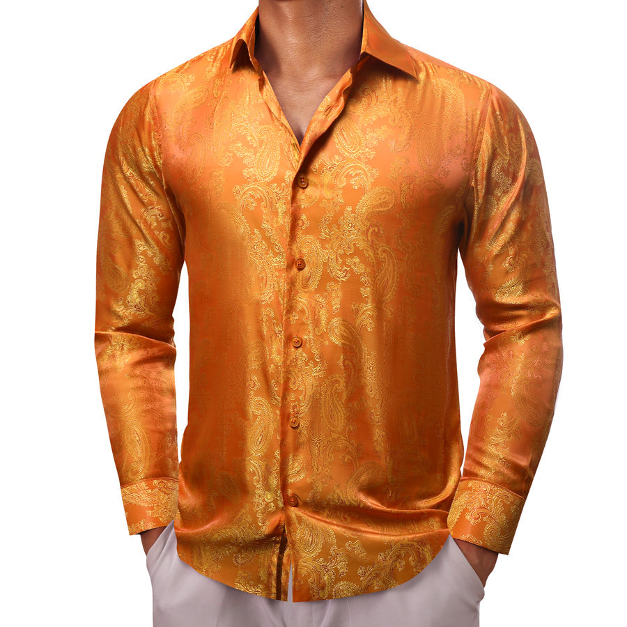 Orange Paisley Men's Dress Shirt shirt    - Sophisticated Gentlemen
