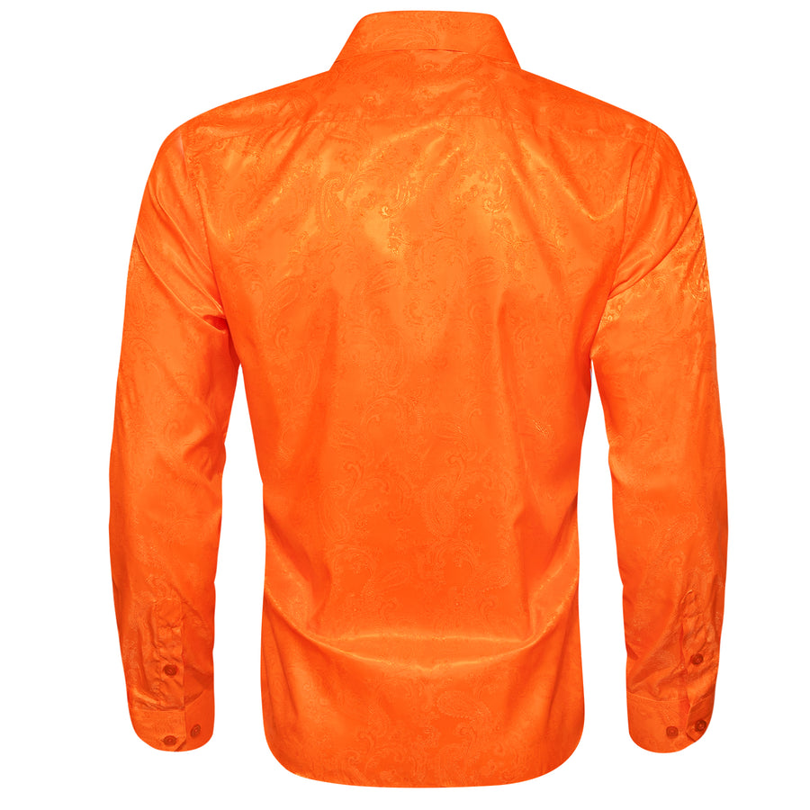 Bright Orange Paisley Silk Dress Shirt shirt    - Sophisticated Gentlemen