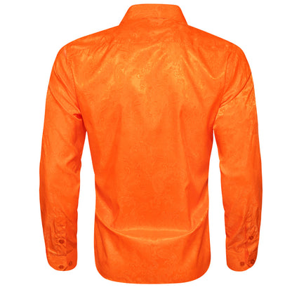 Bright Orange Paisley Silk Dress Shirt shirt    - Sophisticated Gentlemen