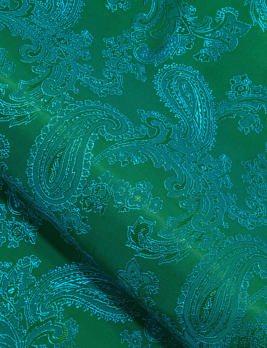 Blue Green Paisley Style Silk Dress Shirt shirt    - Sophisticated Gentlemen
