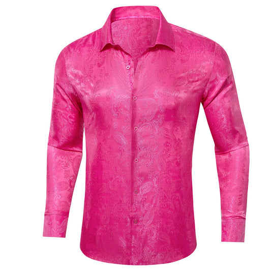Rose Pink Paisley Men's Dress Shirt shirt S   - Sophisticated Gentlemen
