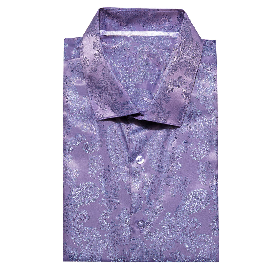 Purple Paisley Style Silk Dress Shirt shirt    - Sophisticated Gentlemen
