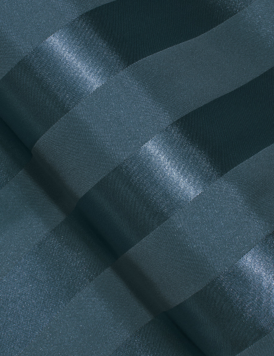 Deep Teal Blue Striped Shiny Satin Dress Shirt shirt    - Sophisticated Gentlemen