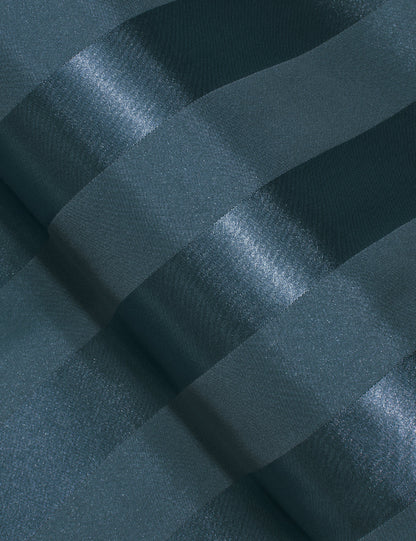 Deep Teal Blue Striped Shiny Satin Dress Shirt shirt    - Sophisticated Gentlemen