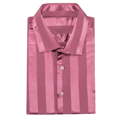 Blush Pink Striped Shiny Satin Dress Shirt shirt    - Sophisticated Gentlemen