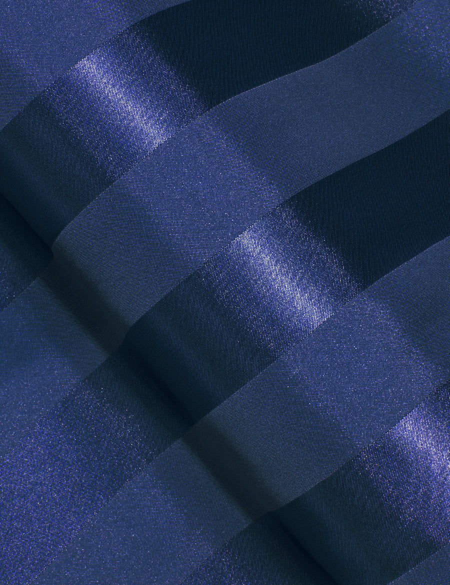 Navy Blue Striped Shiny Satin Dress Shirt shirt    - Sophisticated Gentlemen
