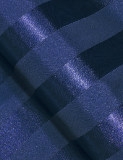 Navy Blue Striped Shiny Satin Dress Shirt shirt    - Sophisticated Gentlemen