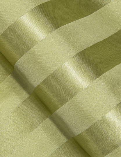 Olive Green Striped Shiny Satin Dress Shirt shirt    - Sophisticated Gentlemen