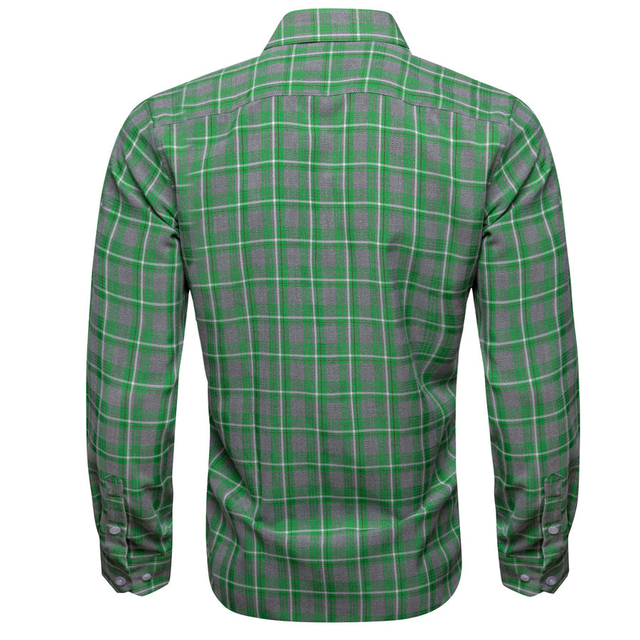 Green Gray Plaid Dress Shirt shirt    - Sophisticated Gentlemen