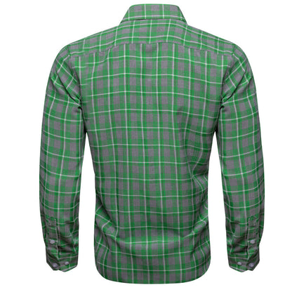 Green Gray Plaid Dress Shirt shirt    - Sophisticated Gentlemen