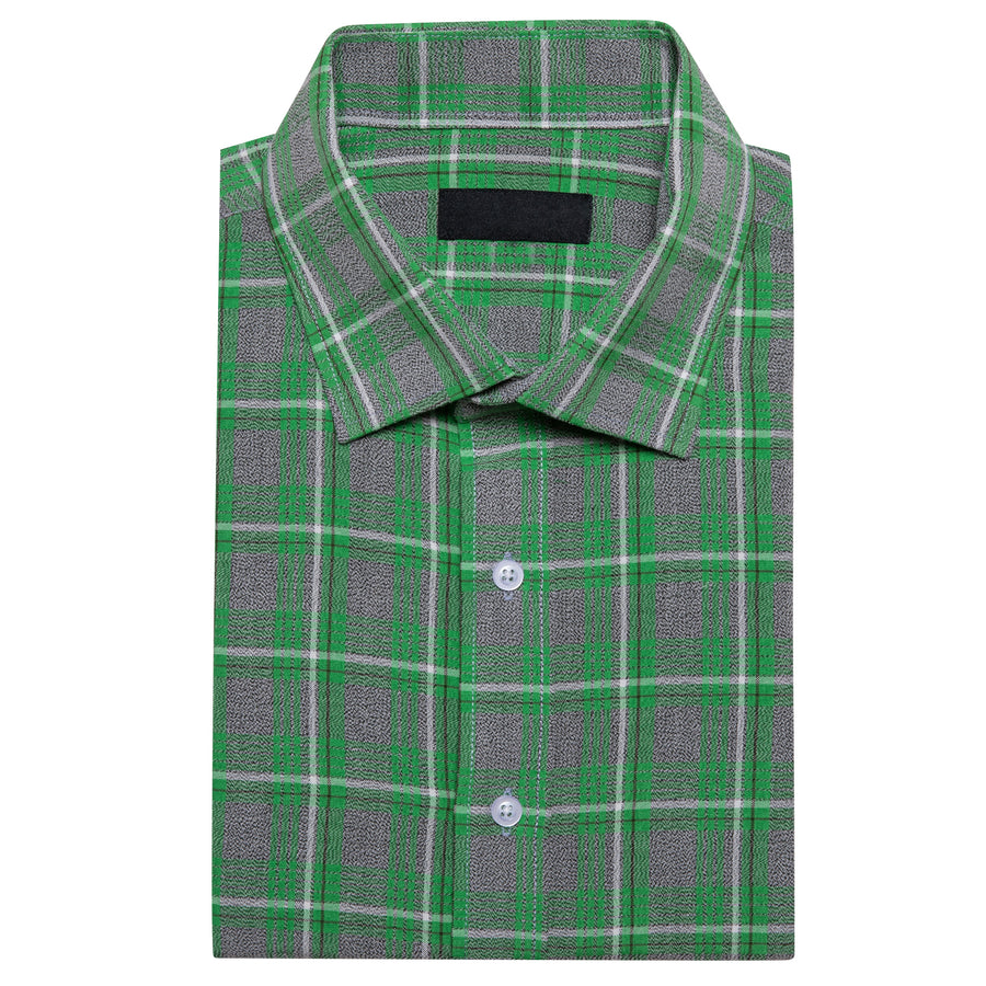 Green Gray Plaid Dress Shirt shirt    - Sophisticated Gentlemen