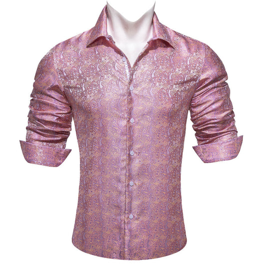 Pink Purple Paisley Men's Dress Shirt shirt S   - Sophisticated Gentlemen