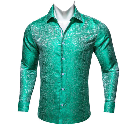 Blue Green Paisley Men's Dress Shirt shirt    - Sophisticated Gentlemen