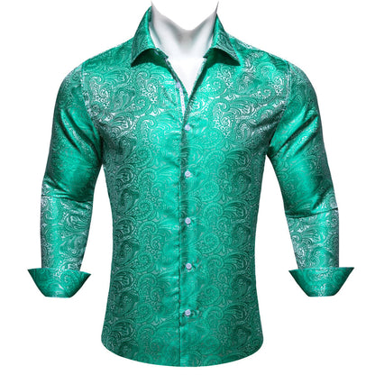 Blue Green Paisley Men's Dress Shirt shirt    - Sophisticated Gentlemen