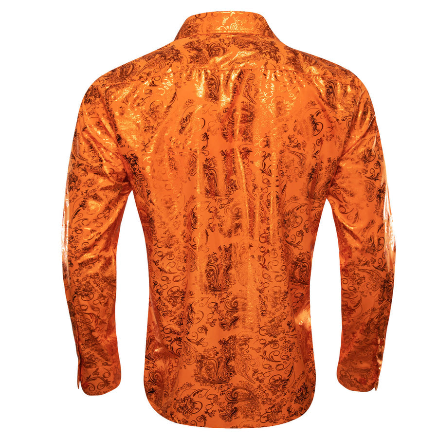 Orange Floral Fire Silk Dress Shirt shirt    - Sophisticated Gentlemen
